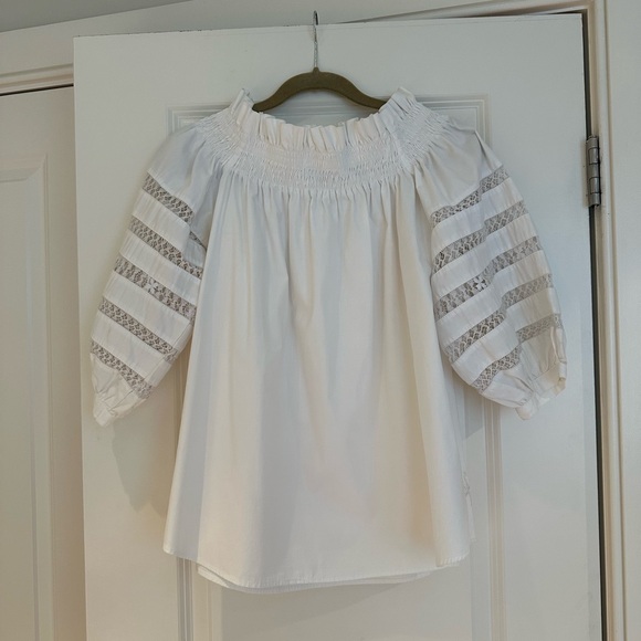 Mi Golondrina, OS, white off the shoulder long sleeve top w cut out sleeves - Picture 2 of 2